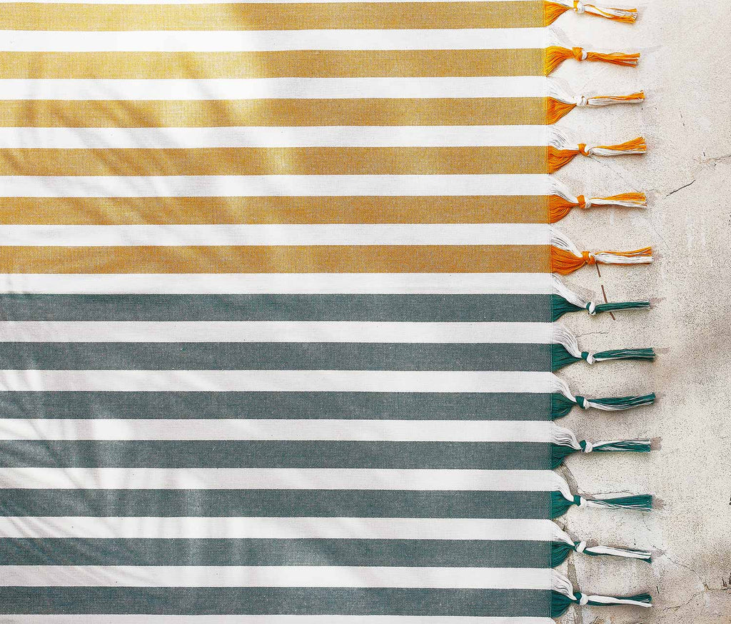 Danica Heirloom Caban Stripe Woven Tablecloth - lollygag