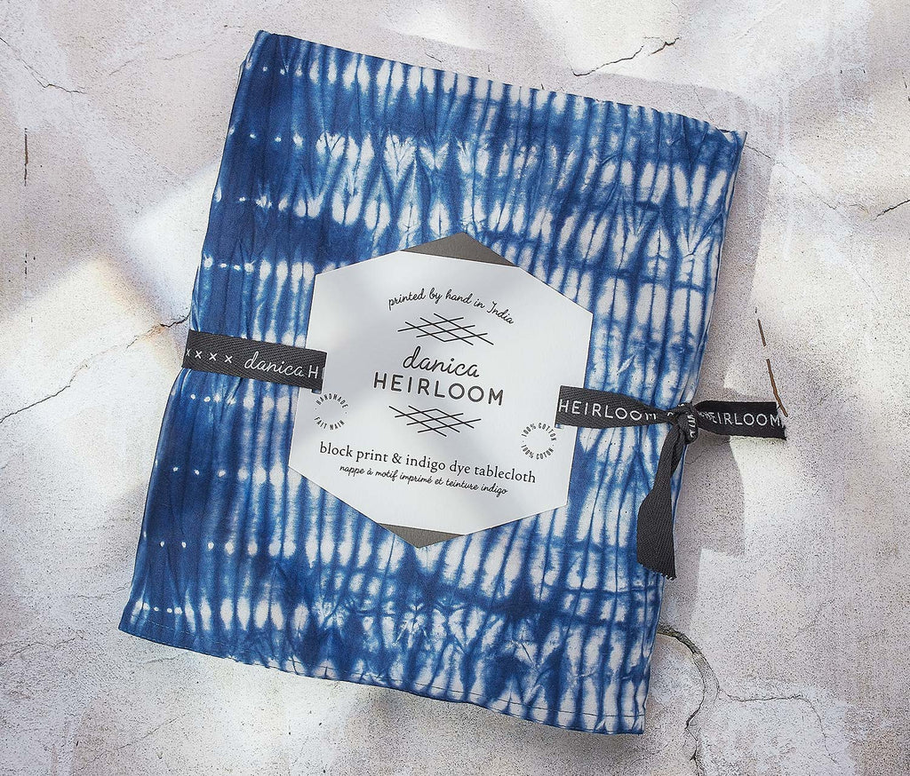 Danica Studio Tidal Tie Dyed Block Print Tablecloth - lollygag