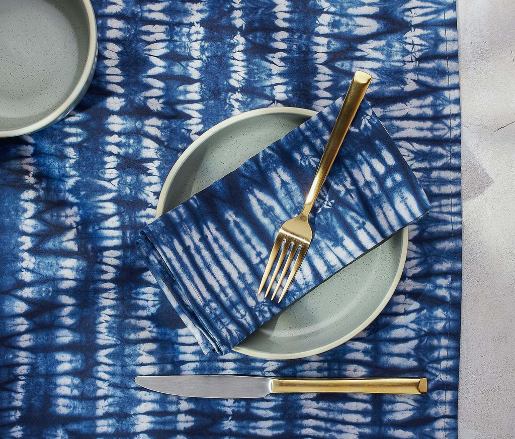 Danica Studio Tidal Shibori Tie-Dyed Tablecloth and Napkin Set