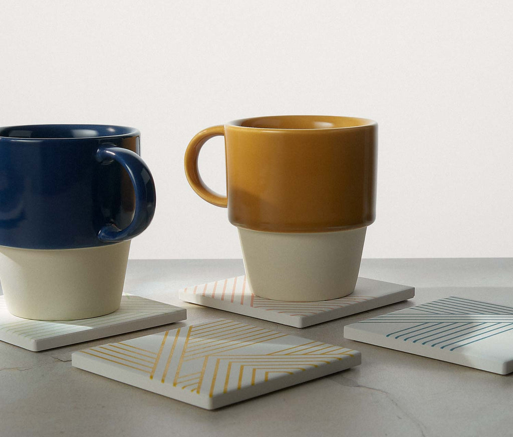 Danica Modern Design Ceramic Square Coasters with Cork 