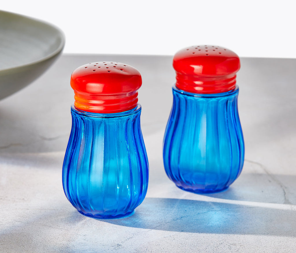 Vintage Takahashi Blue Glass Salt Pepper Shakers