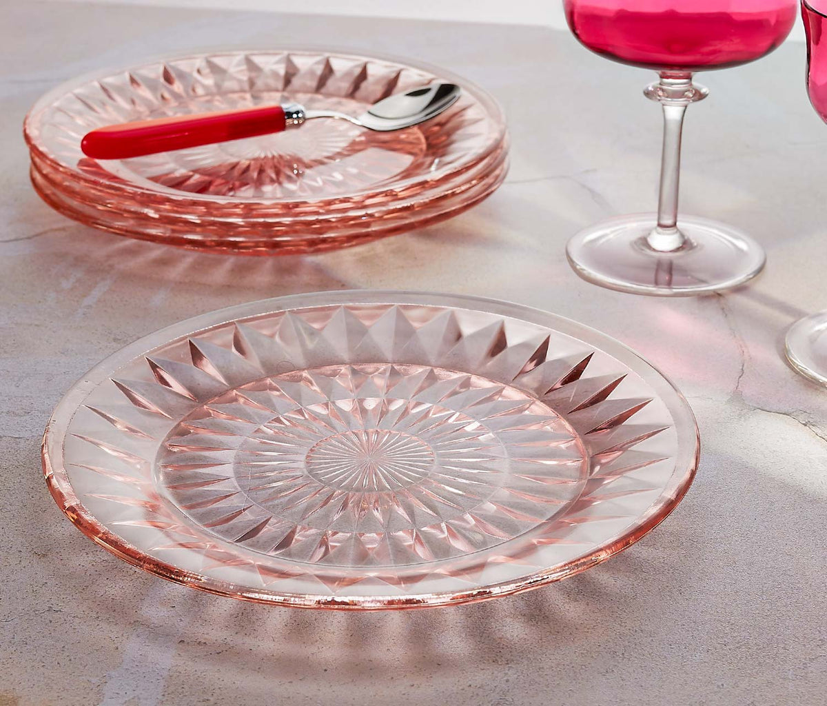 Vintage Jeannette Windsor Diamond Pink Glass Side/Salad Plates