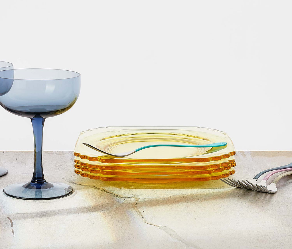 Vintage Yellow Glass Dessert Plates - lollygag