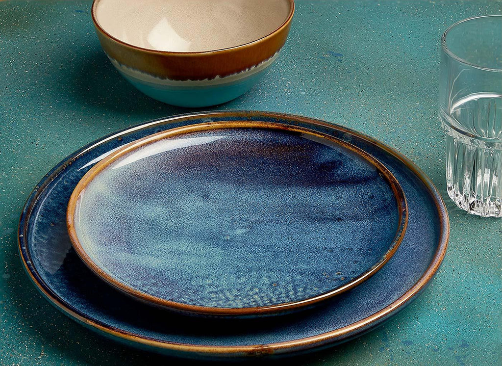 Bali Blue Boho Modern Stoneware Dinnerware Set