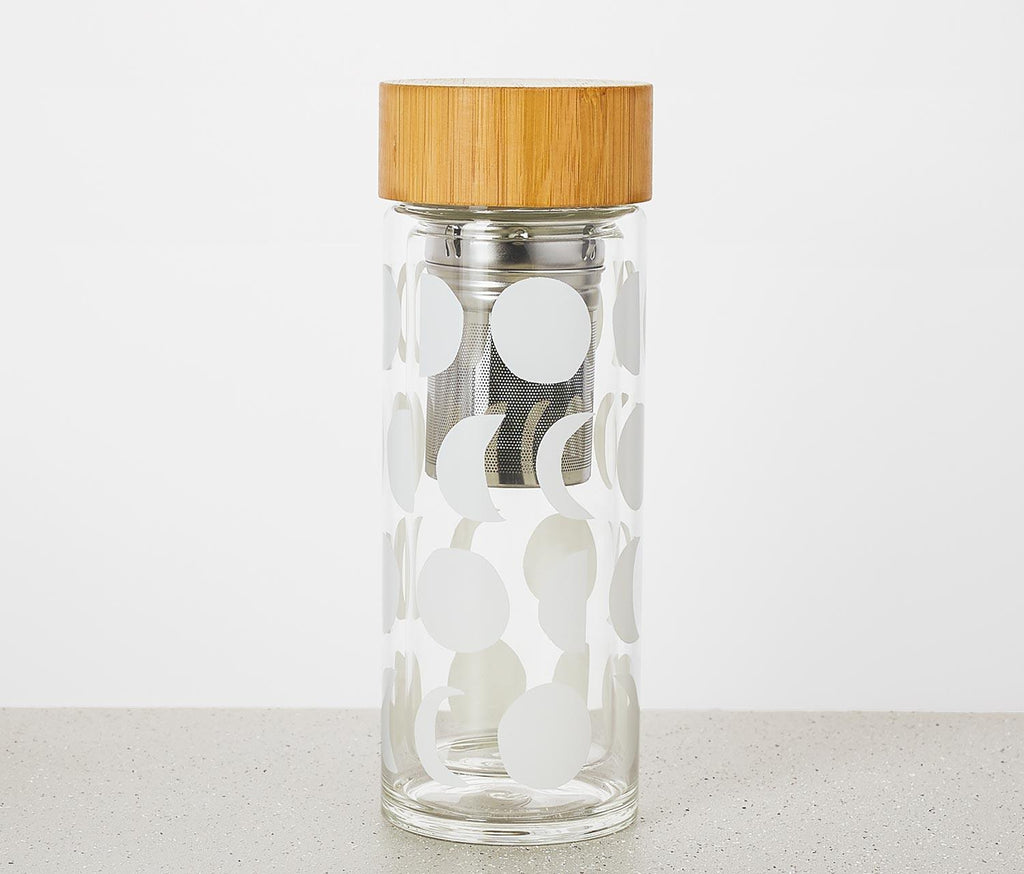 Danica Studio Moon Phases Glass Tea Infuser Bottle - lollygag