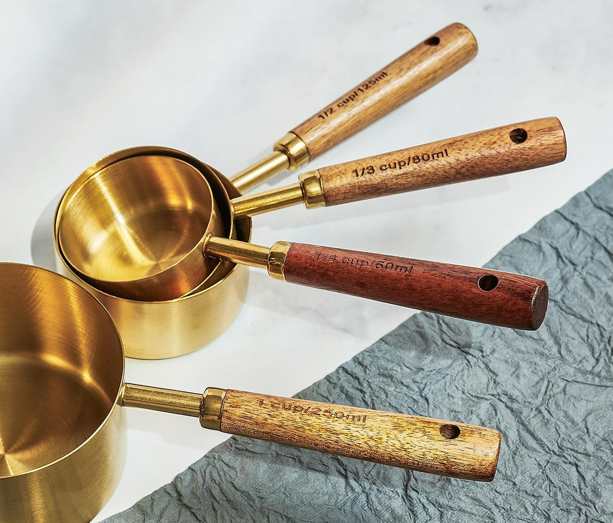 Acacia Wood and Gold Measuring Spoons, Set of 4 + Reviews