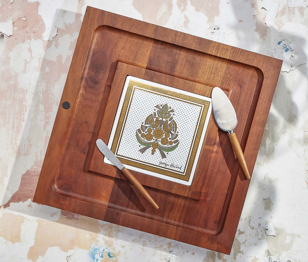 Georges Briard Peace Doves Wood & Tile Serving Board Set  - lollygag