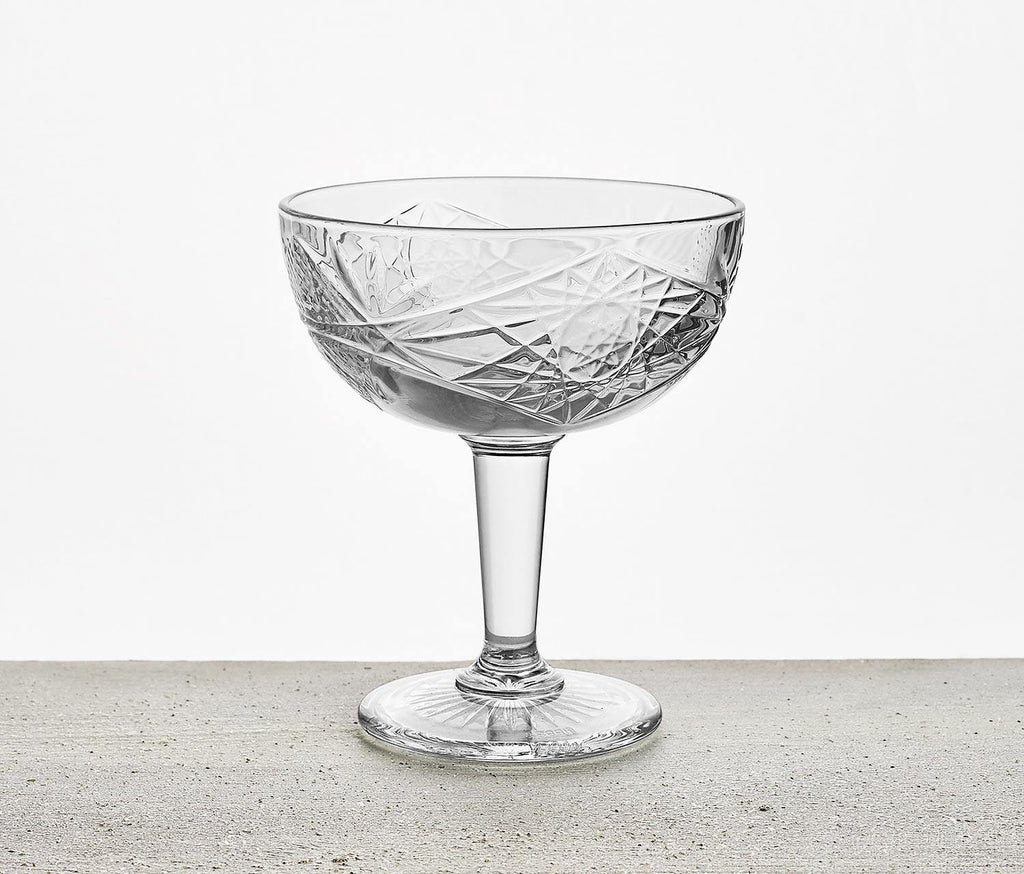 Hobstar Coupe diamond cut Cocktail Glass