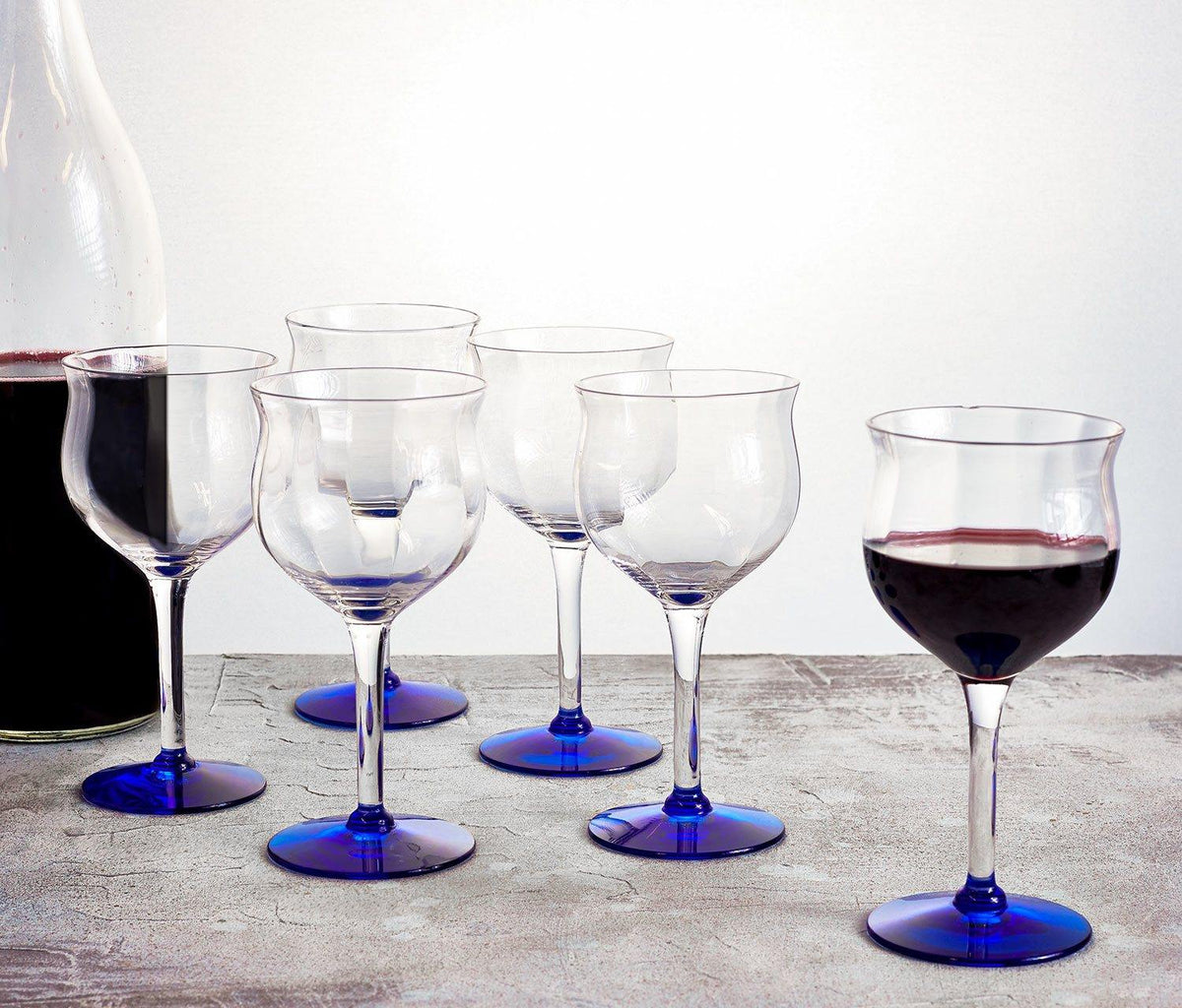 Vintage Weston Hollywood Deco Midnight Blue Small Wine Glass Set