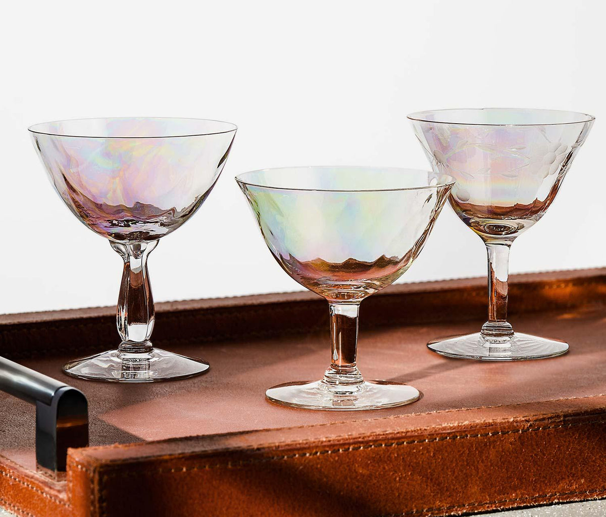 Art Deco Vintage Chrome Stemmed cocktail Glasses- lollygag