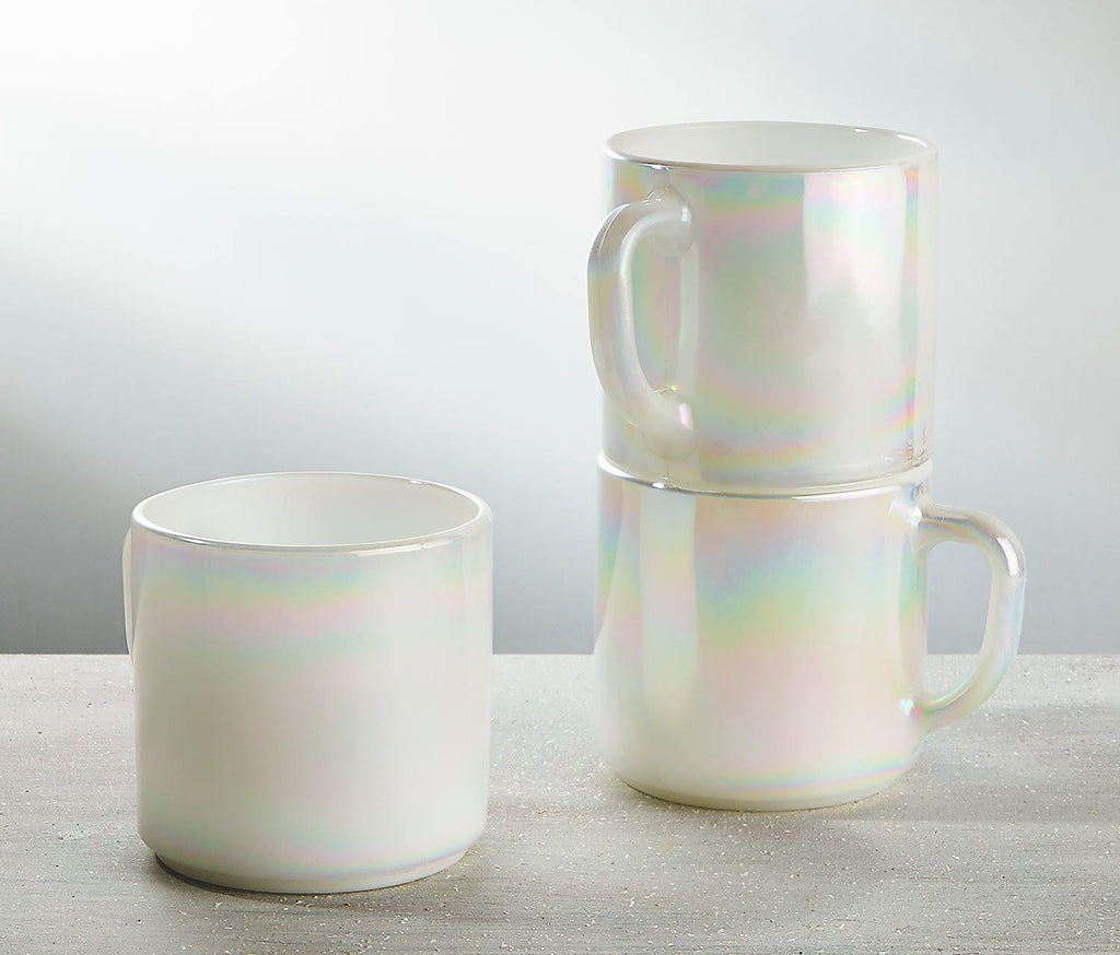 Moon-Glow Lustre Mugs: Vintage Federal Glass set of 3 - lollygag