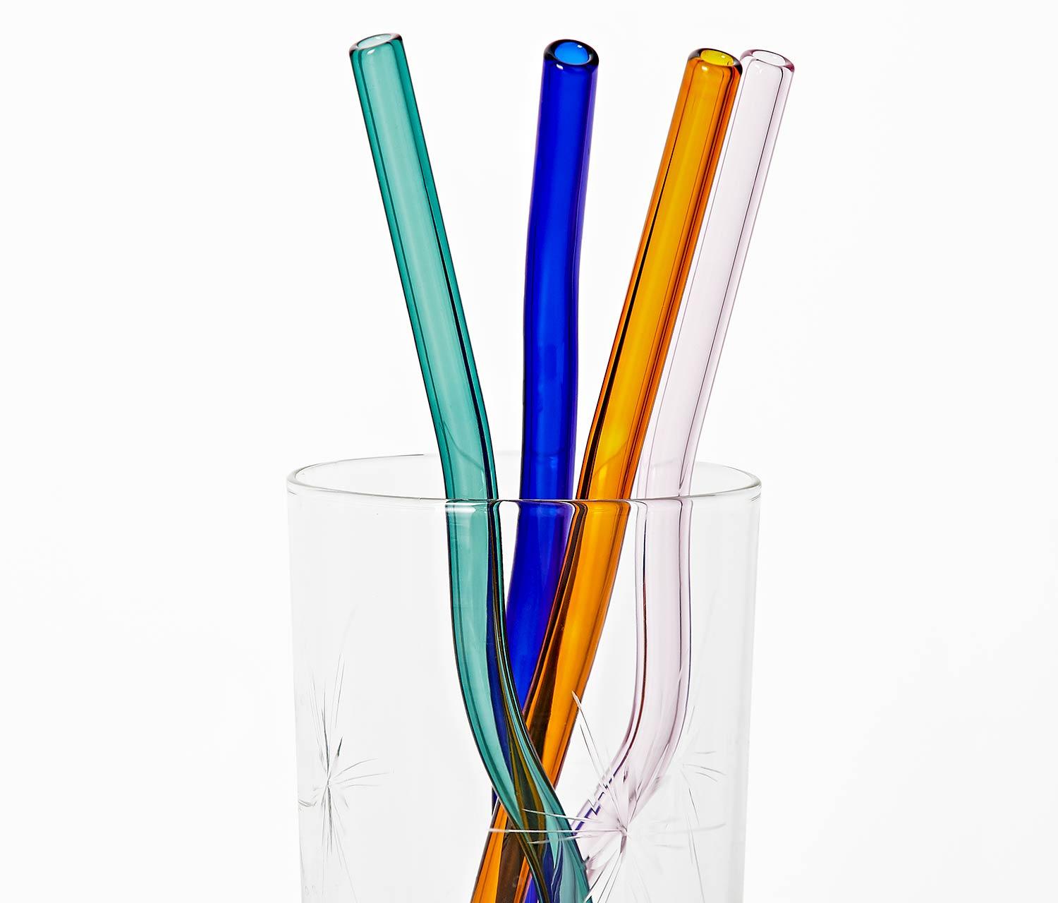 Arthouse Colorful Wavy High Borosilicate Glass Straws