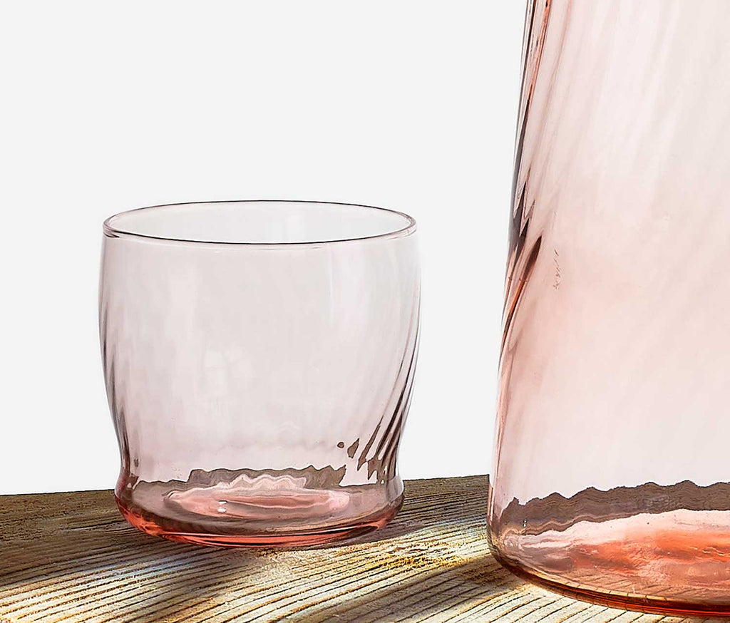 Vintage Arcoroc Rosaline Swirl Pink Pitcher and Tumblers Beverage Set