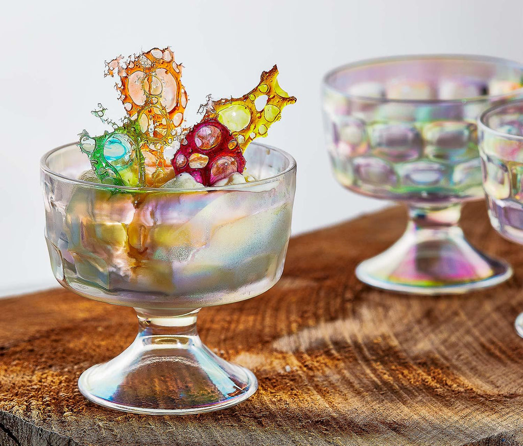 Vintage Federal Glass Rainbow Lustre Dessert Parfait Glasses