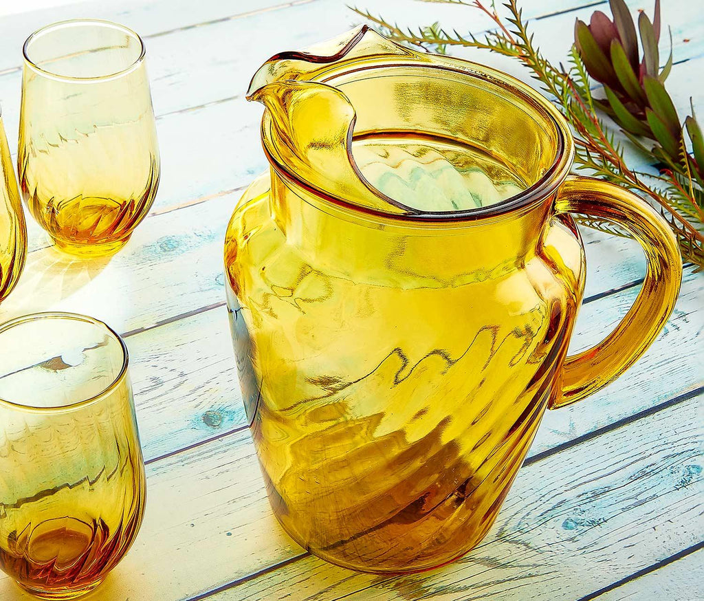 Vintage Golden Swirl Pitcher and glasses Beverage Set - lollygag