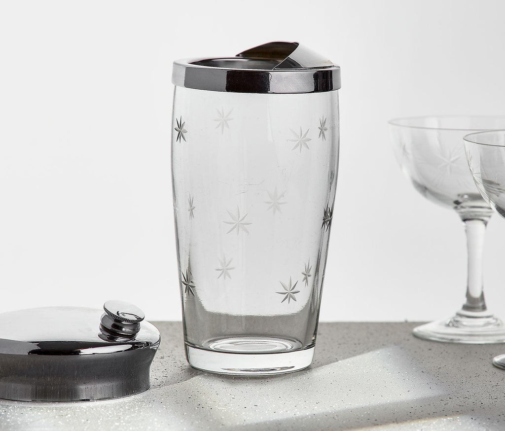 Vintage Mid-Century Atomic Starburst Cocktail Shaker & Glasses Set-lollygag