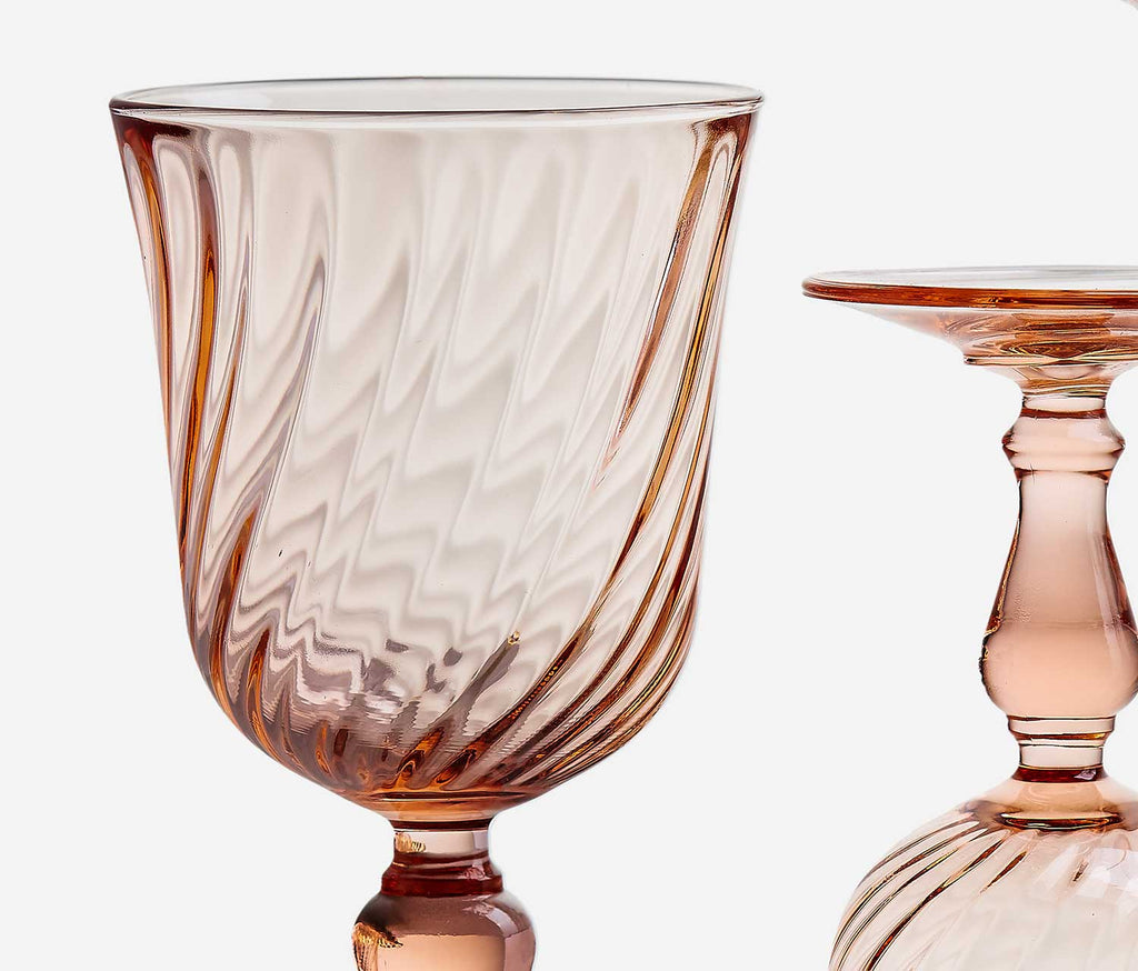 Vintage Rosaline Swirl Wine Glass Set