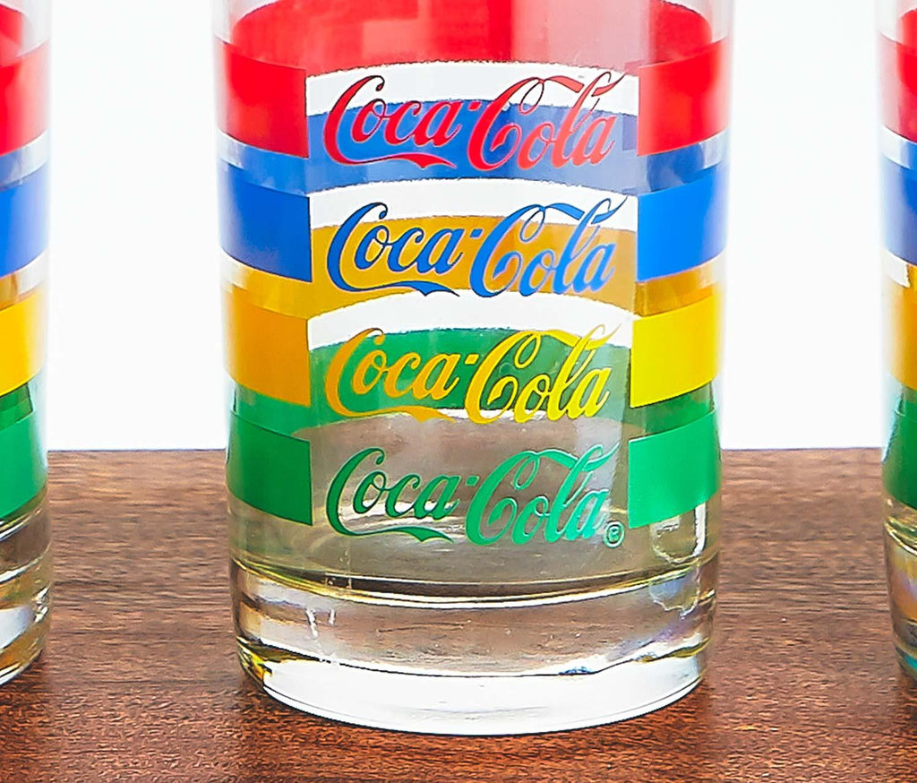 vintage  Striped Coca-Cola Highball Glasses - lollygag