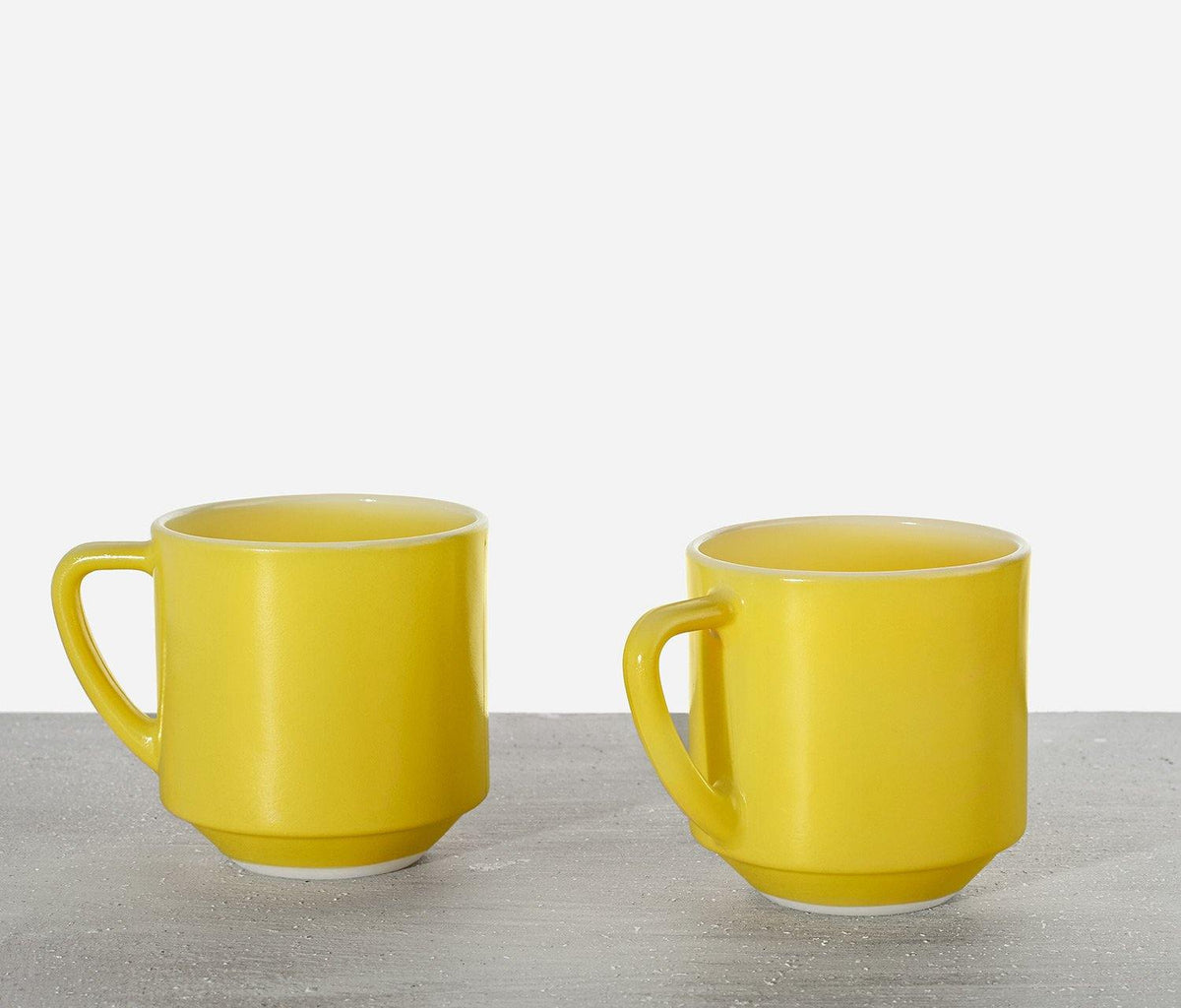 ZHMTang Premium Unique Glass Coffee Mugs Set of 2 Fancy Cups with Stylish  Vertical Stripes Pattern - Light Yellow Handle (Clear)