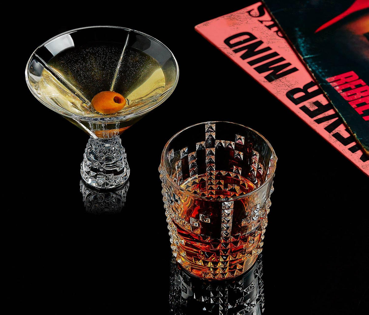 Rebel Yell Martini & Rocks Cocktail Glass Set: Nachtmann