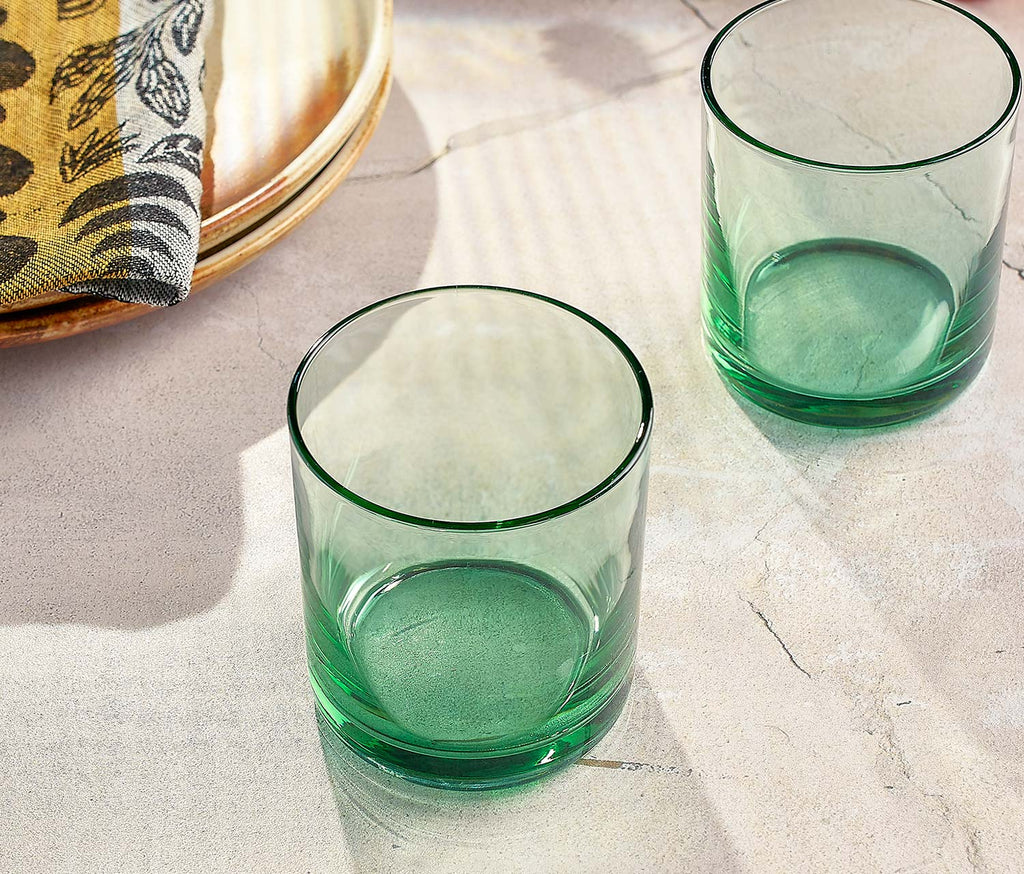 Acopa Green & Clear Drinking Tumbler Glass Set- lollygag