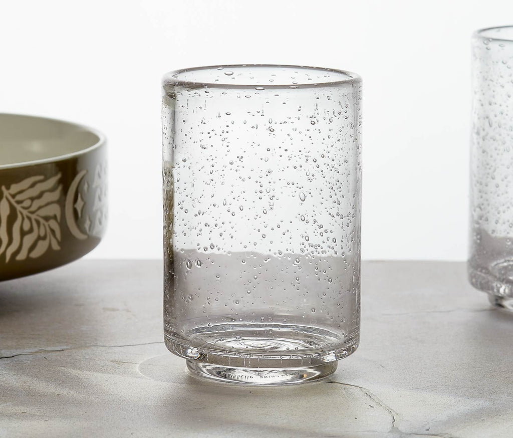 Clear Hand-Blown Tall Bubble Textured Tumblers Set - Lollygag