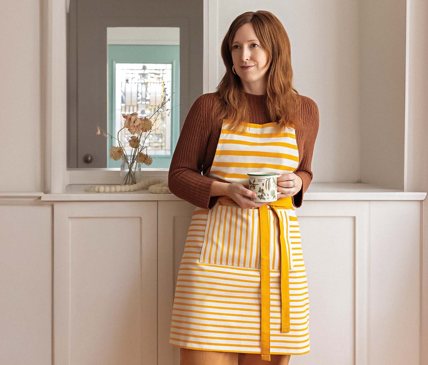 Ochre Cabana Stripe Cotton Adjustable Chef Apron