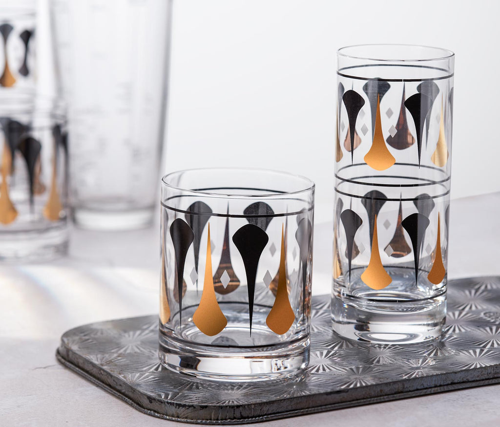 Black and gold vintage inspired glass bar set - lollygag