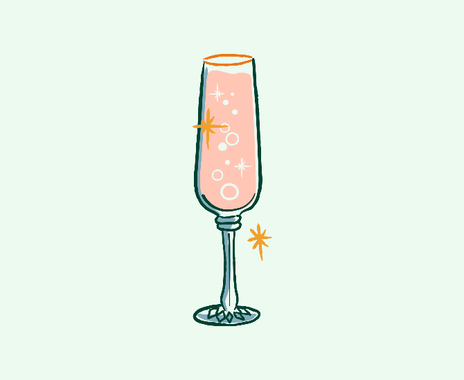 Champagne Flute glass retro Illustration