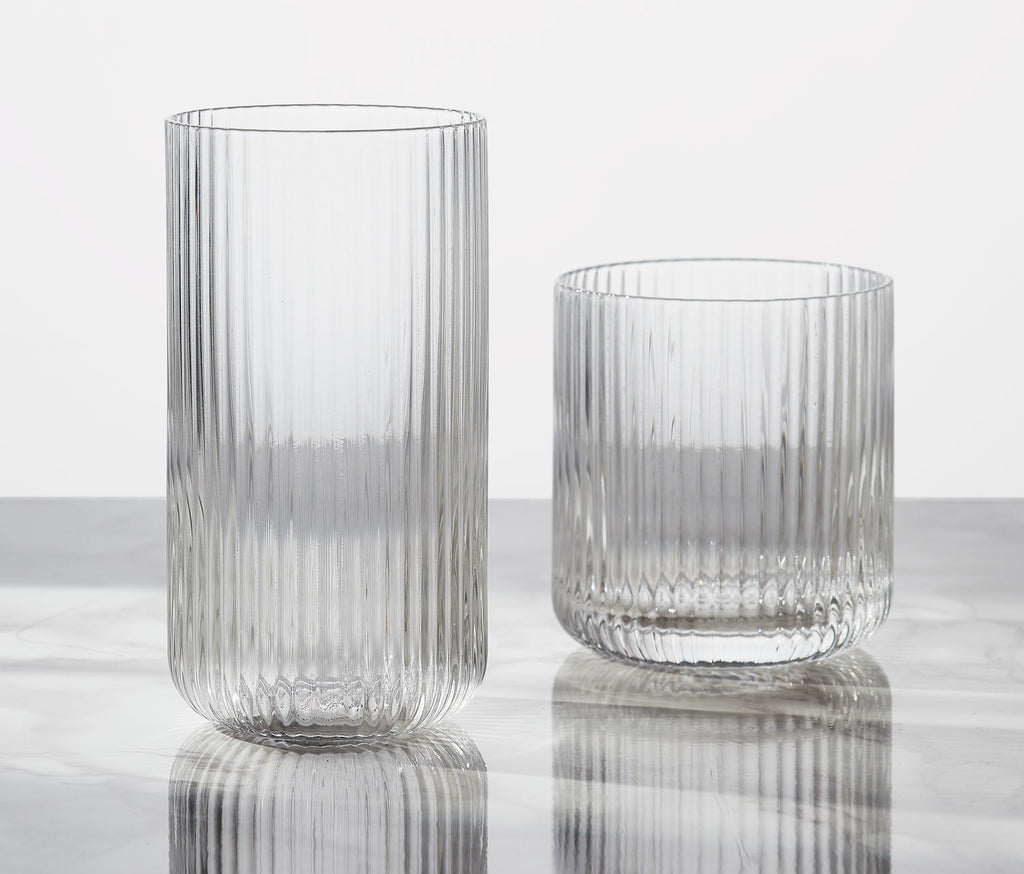 Modern ripple texture clear drinking glass set - lollygag