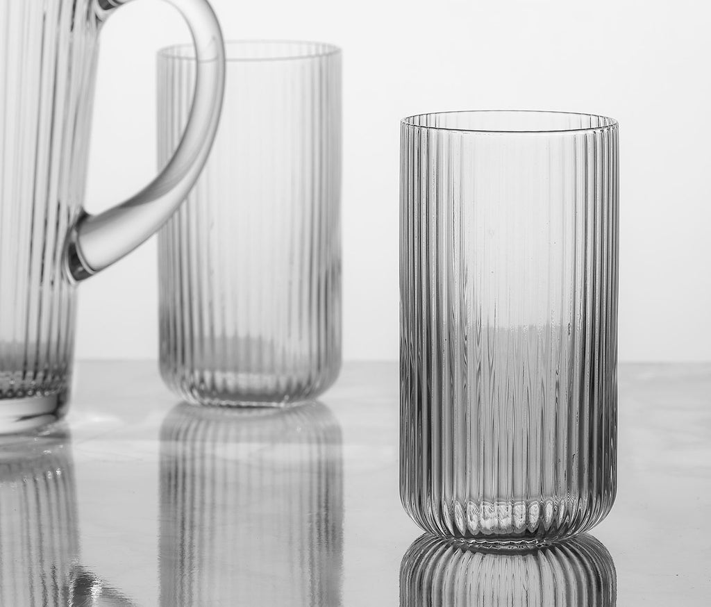 hand-blown clear tall tumblers