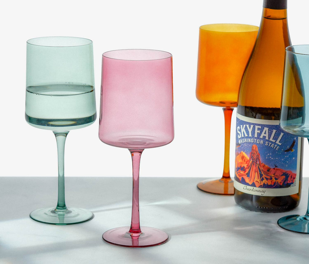 Large rainbow wine stem glasses - lollygag