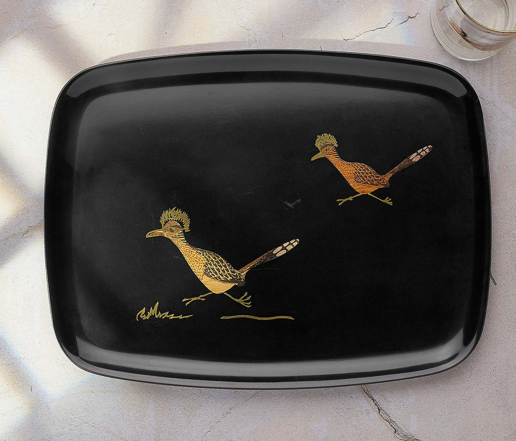 Couroc of Monterey Roadrunner Tall Glasses and Serving Tray - lollygag