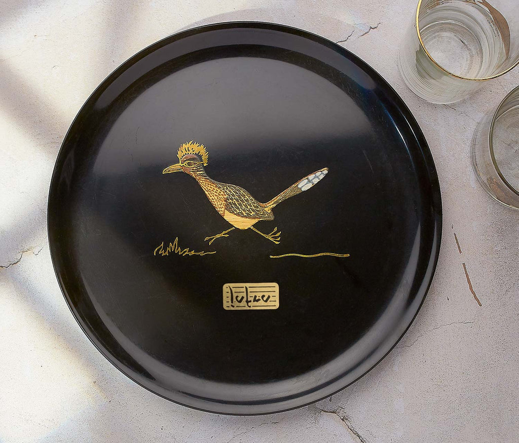 Couroc Roadrunner Rocks Glasses & Resin Serving Tray Set - Lollygag