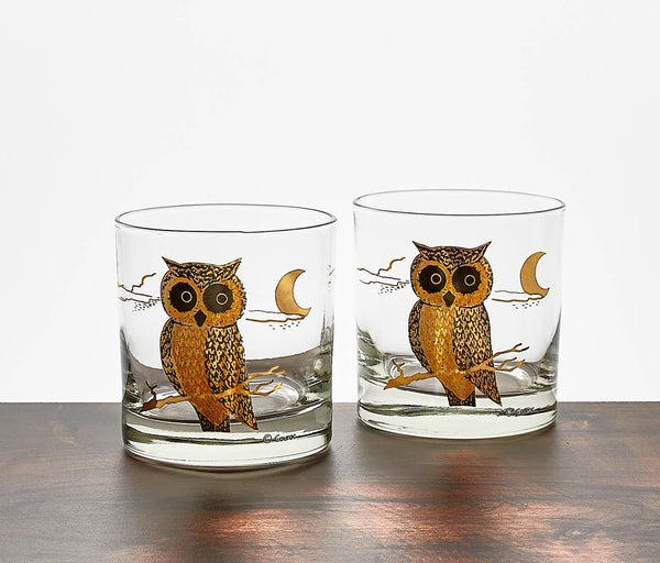 Vintage Couroc Owl Glasses and popular Tray