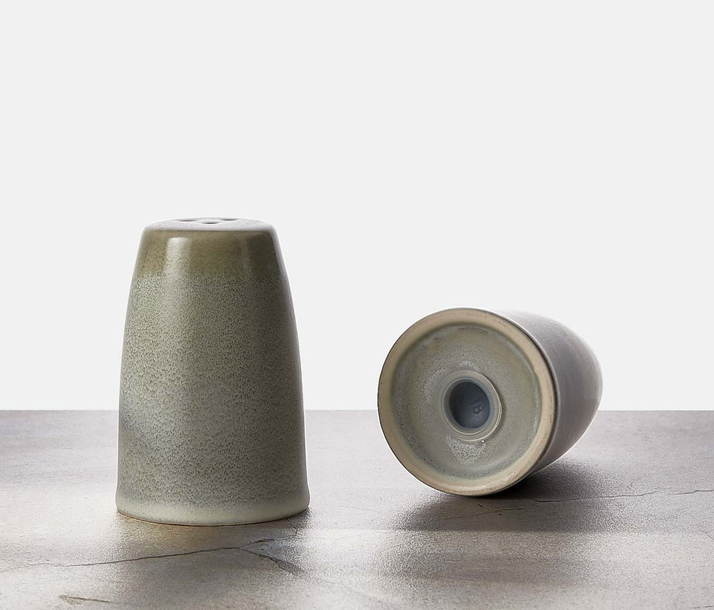 Sage green stoneware Salt and Pepper Shakers