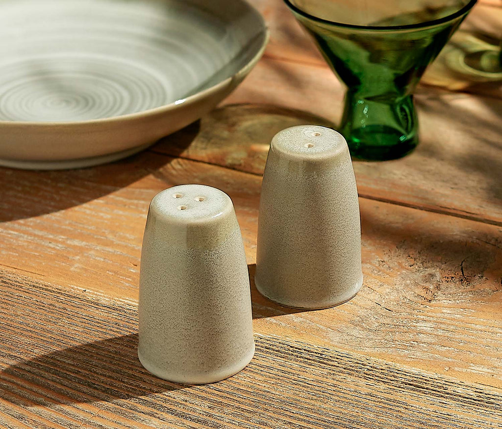 Sage green stoneware Salt and Pepper Shakers