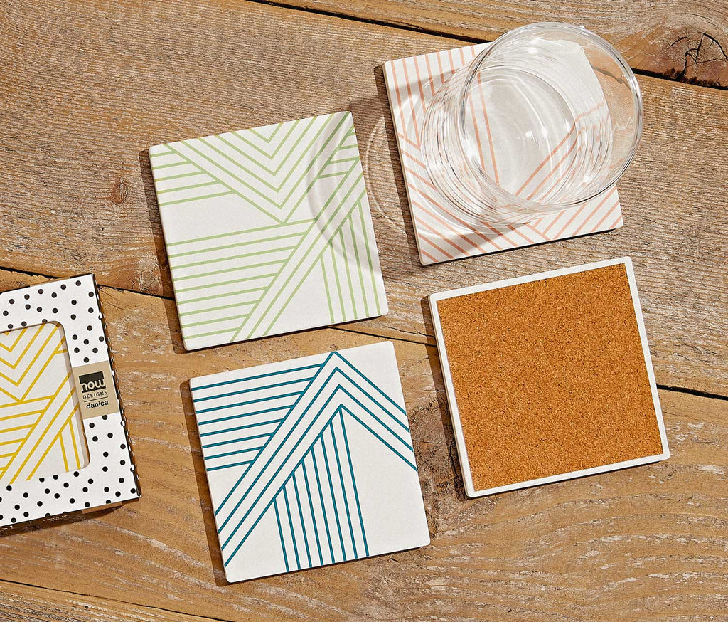 modern stone Dolomite colorful lines coasters - lollygag