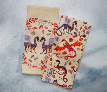 Danica Studio Ember Dragons Kitchen Dish Towel and Dishcloth