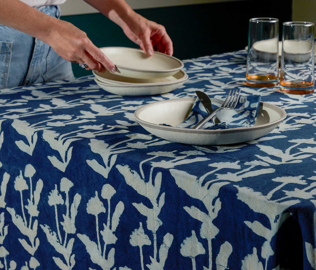 Indigo Cotton Tablecloth - lollygag