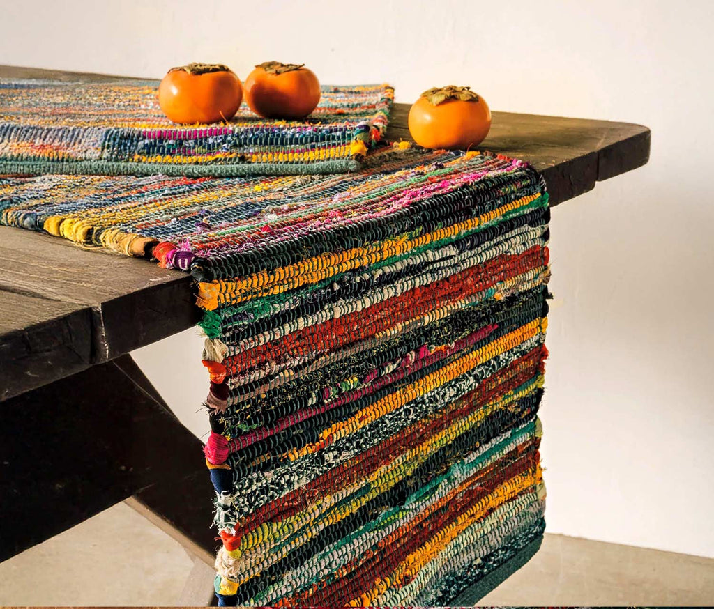 danica Jade Samsara Striped Woven Table Runner - lollygag