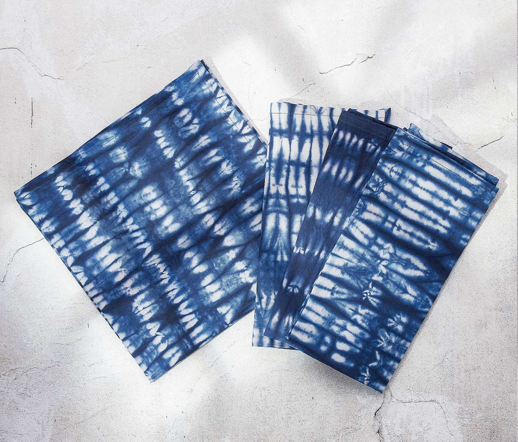 Danica Studio Tidal Shibori Tie-Dyed Tablecloth and Napkin Set - lollygag