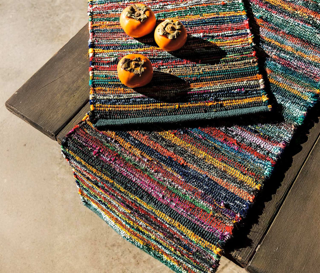 Jade Samsara Striped Woven Table Runner - lollygag