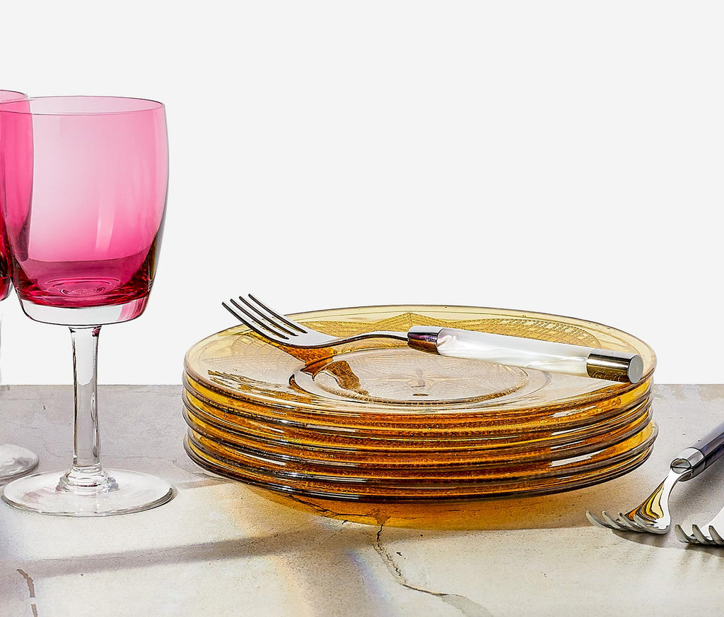 Vintage Amber Orange Glass Dessert Plates - lollygag