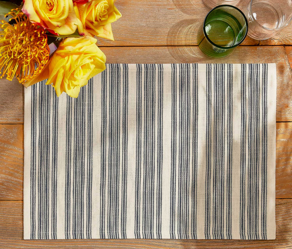 Delphine Vintage Style French Stripe  Cloth Placemats