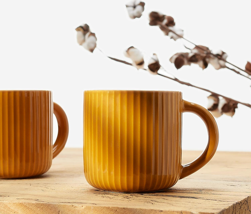 Saffron Extra Large Fluted Mugs Set - lollygag