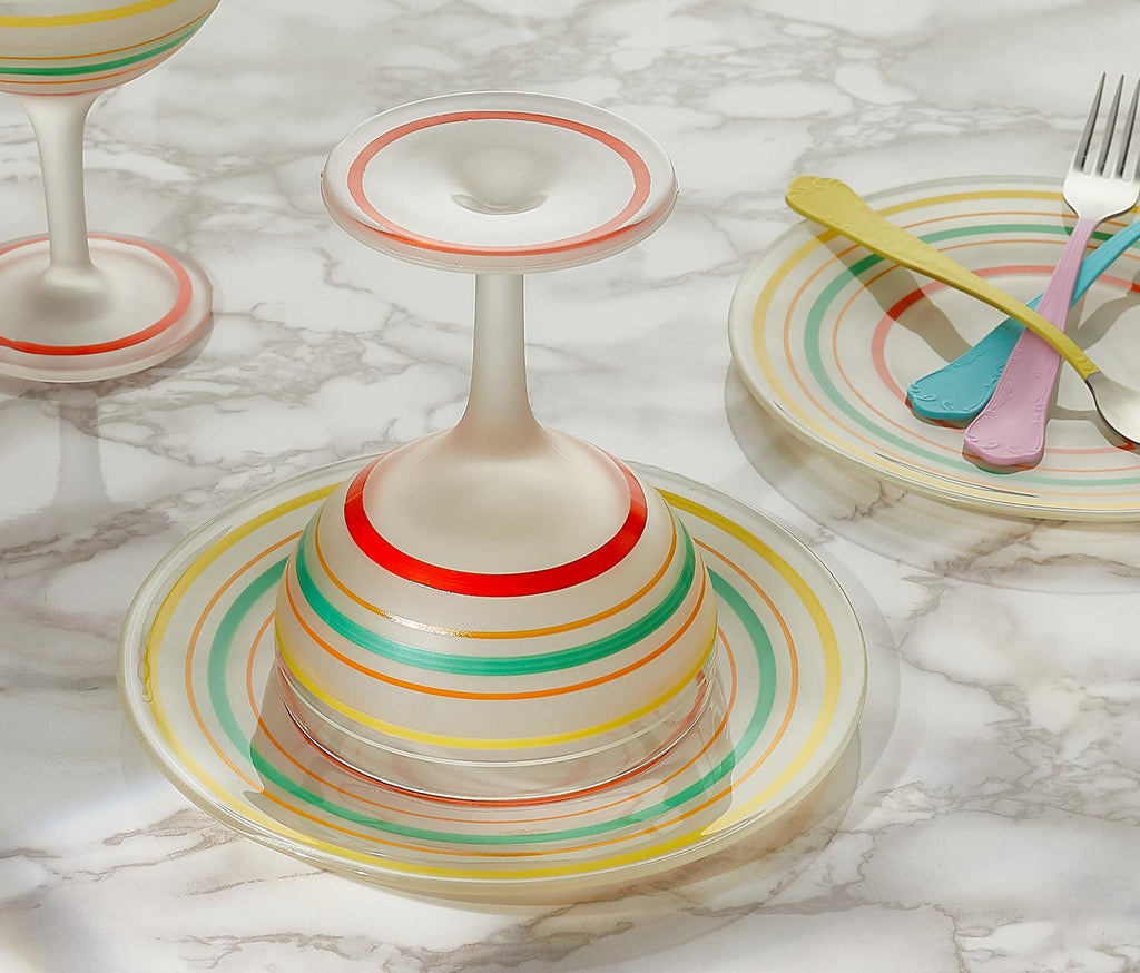 Vintage Striped Color Glass and Dessert set  - lollygag