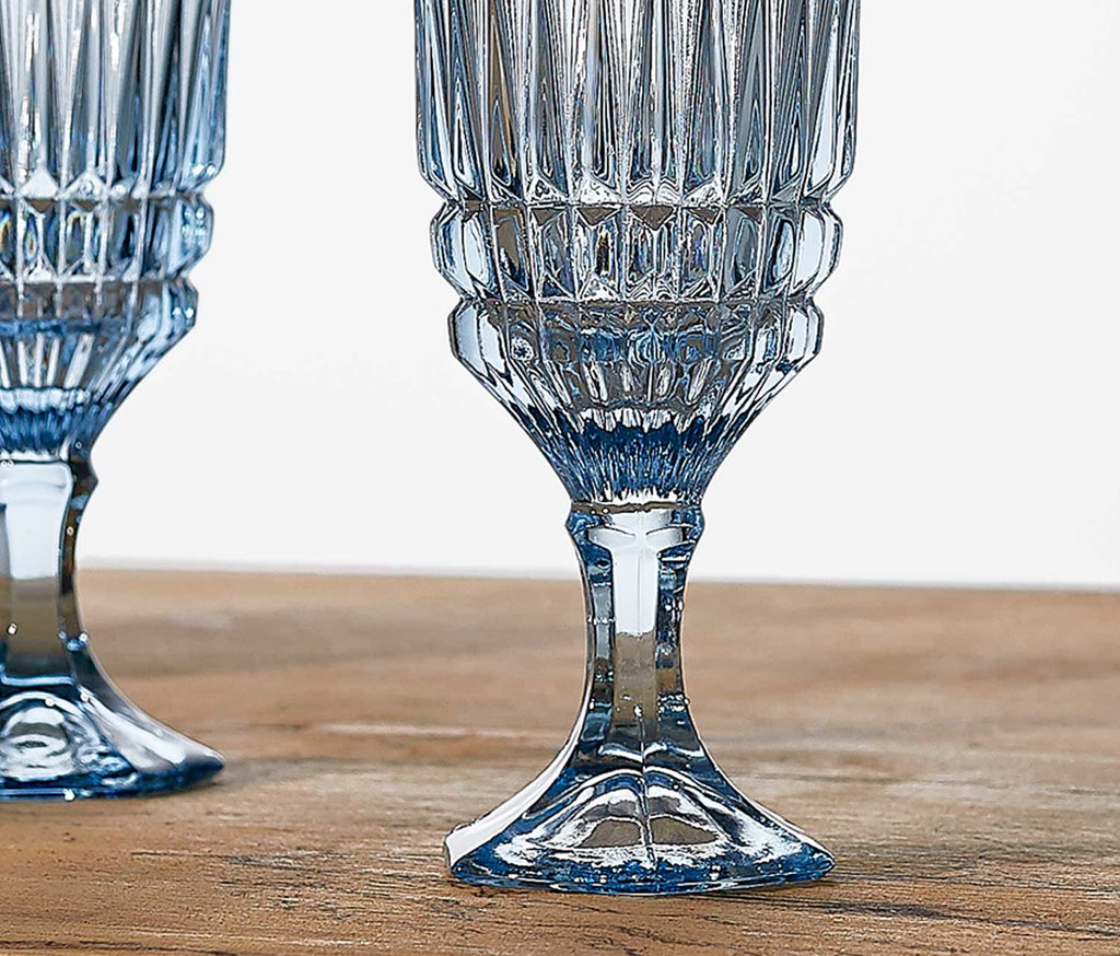 Vintage Fostoria Heritage Blue Wine Glass Set