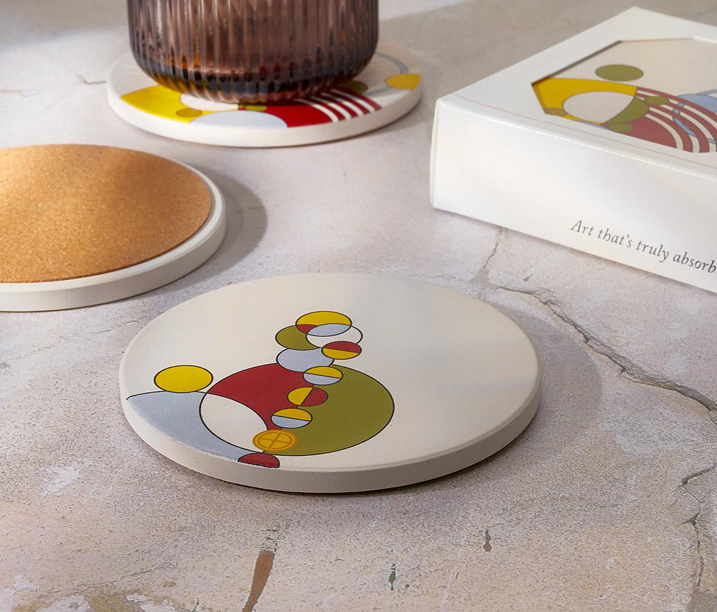 Frank Lloyd Wright Caberet stone round coasters - lollygag