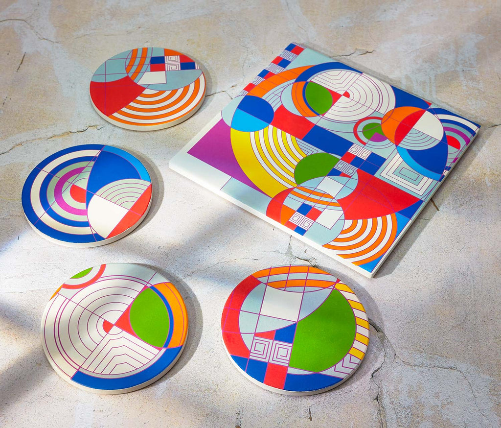 Frank Lloyd Wright Hoffman House Trivet & Coasters Gift Set of 5